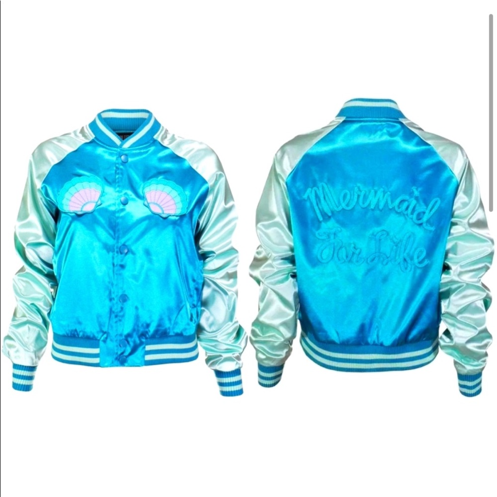 NWT Iron Fist Mermaid For Life Bomber Jacket - Small/Teal